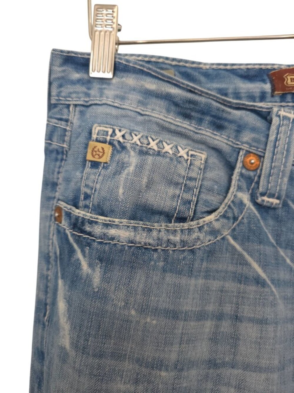 Big Star Pioneer Buckle Exclusive Distressed Embroidered Denim Boot Cut Jeans 32 - Picture 7 of 11